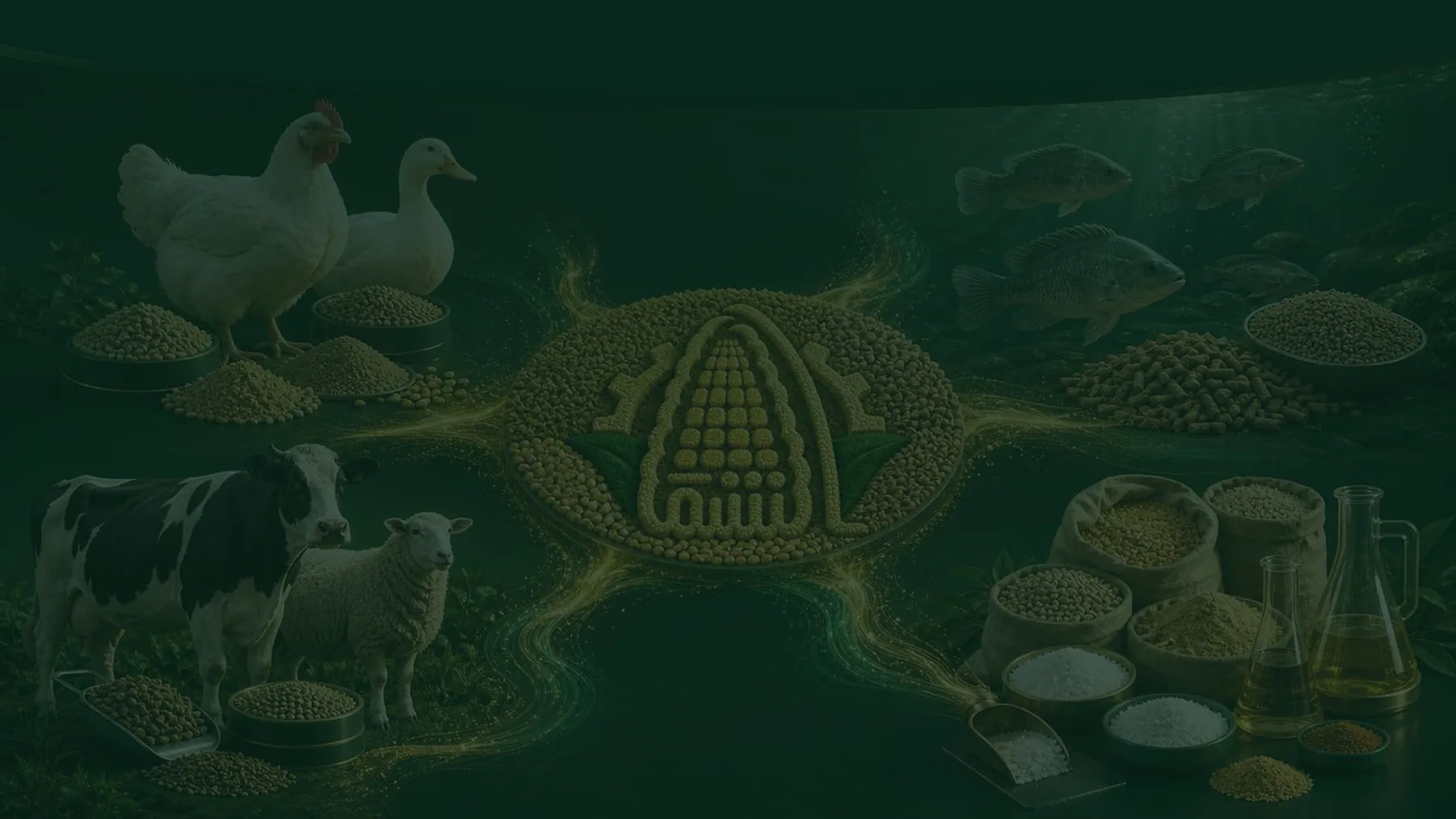 تشكيلة من خامات الأعلاف والحبوب