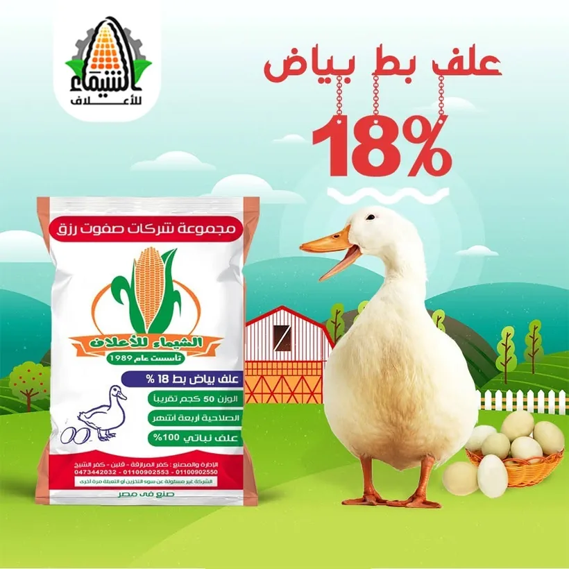 عبوة علف بط بياض 18% بروتين